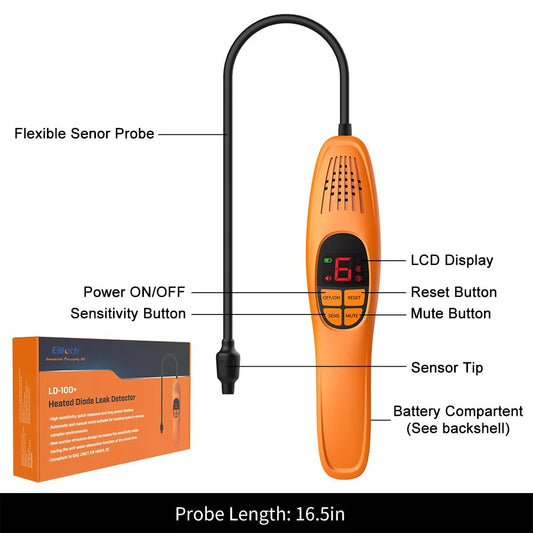 Elitech LD-100+ Heated Diode Refrigerant Leak Detector HVAC AC Sniffer Automotive