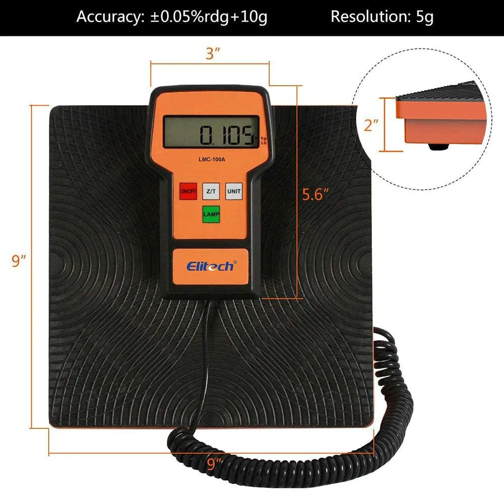 Elitech LMC-100A Refrigerant Charging Scale for HVAC 100kg with Case