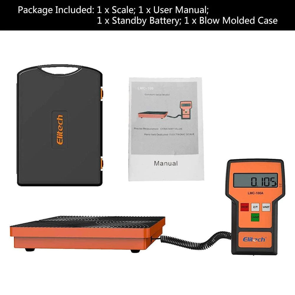 Elitech LMC-100A Refrigerant Charging Scale for HVAC 100kg with Case