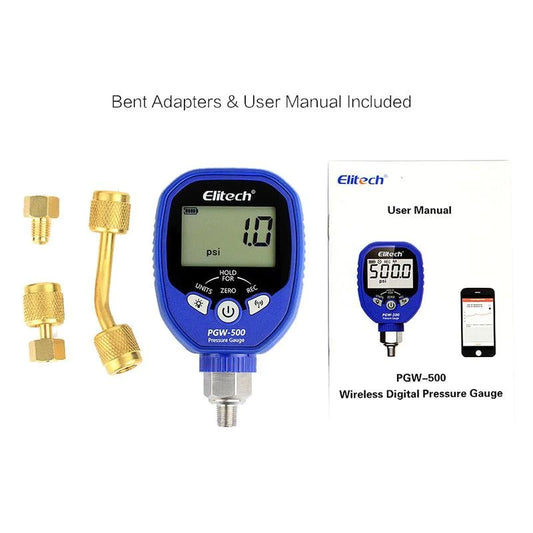 Elitech PGW-500 Blue Wireless Digital Pressure Gauge HVAC 87 Refrigerants
