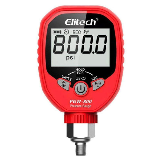 Elitech PGW-800 Red Wireless Digital Pressure Gauge HVAC APP Alerts