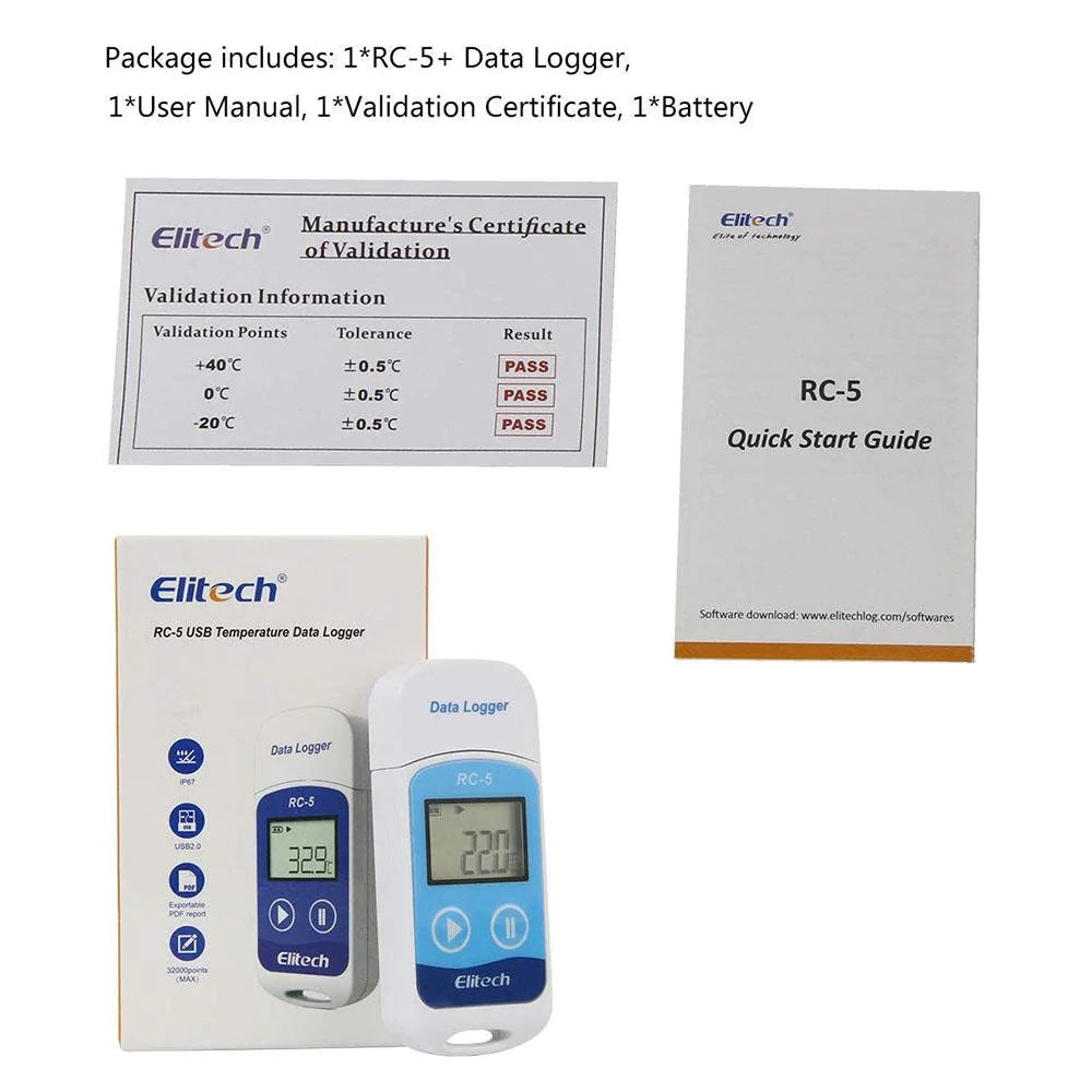 Elitech RC-5 USB Temperature Data Logger with 32000 Recording Points