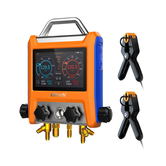 Elitech EMG-40V Intelligent HVAC Digital Manifold Gauge 4-Way Valve With Micron Gauge Transmitter