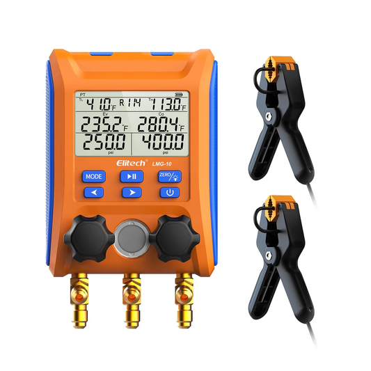 LMG-10 HVAC Digital Manifold Gauge 2 Valves With Thermometer Clamps